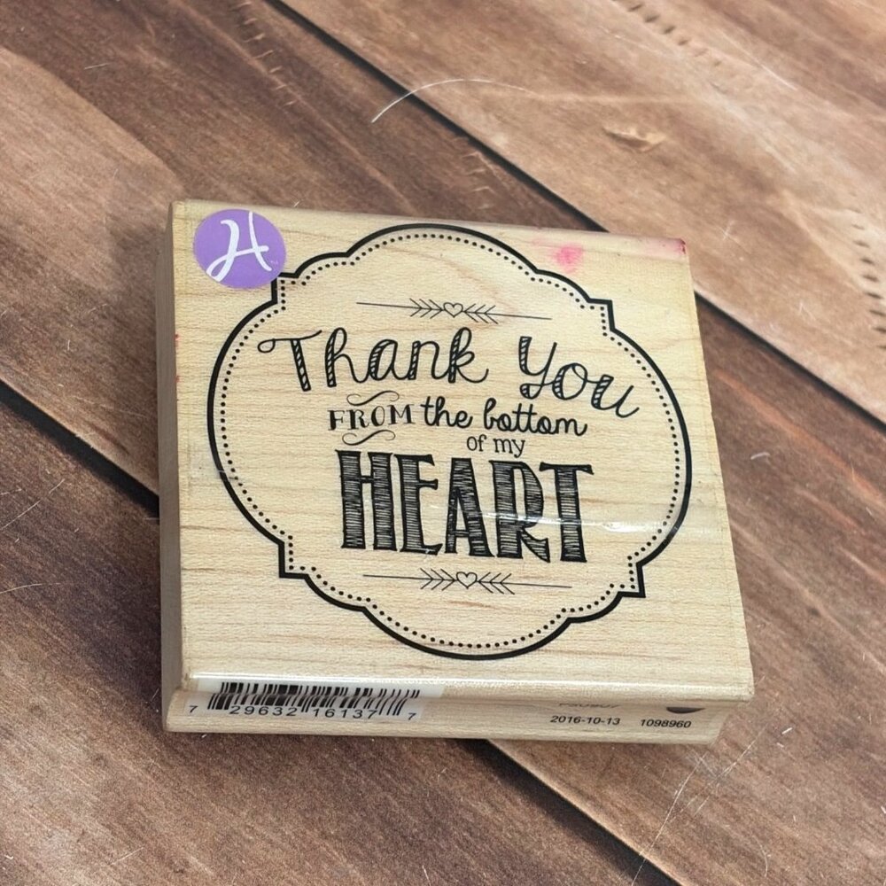 2016 HAMPTON ART PS0907 1098960 THANK YOU FROM BOTTOM OF HEART WM RUBBER STAMP